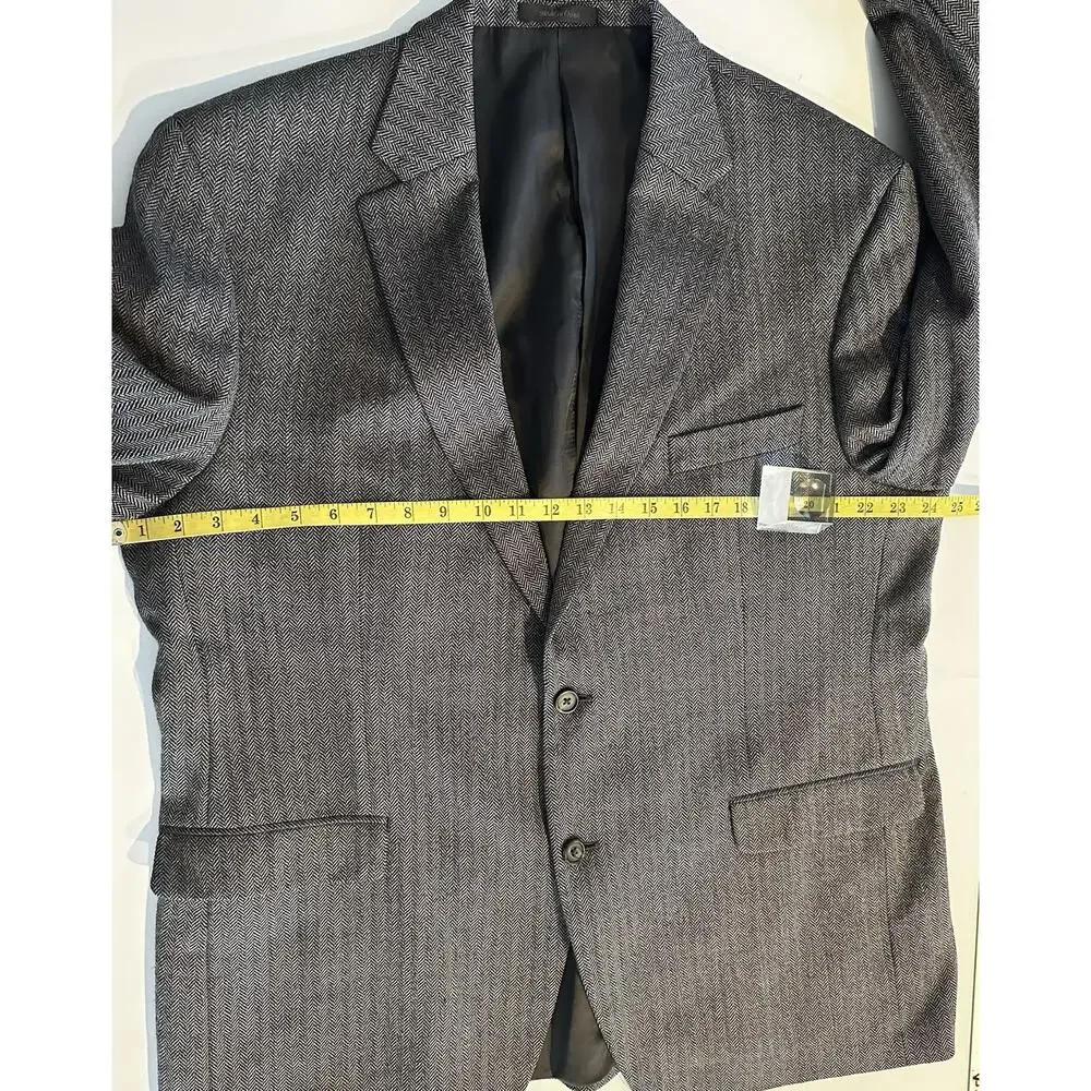 Lauren Ralph Lauren Mens Wool Blazer 46R Grey Herringbone Mens Sportcoat Preppy